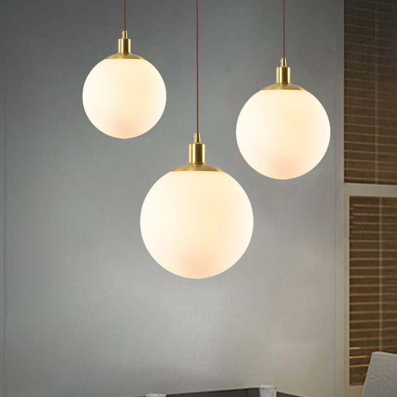 Nordic Minimalist White Orb 1-Light Pendant Light Cuvalon