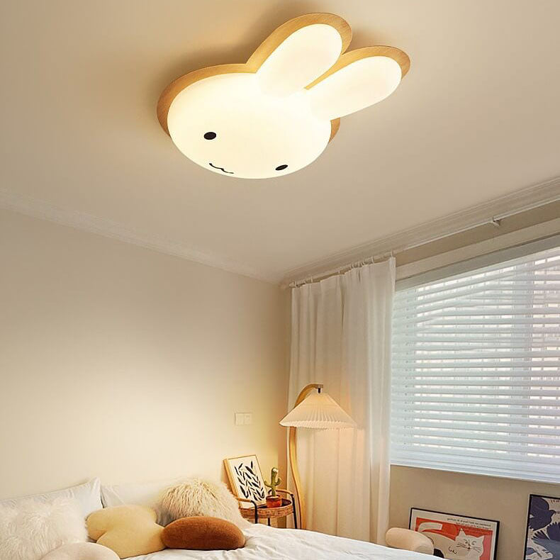 Modern Funny Bunny Kids Iron Acrylic LED Flush Mount Light Cuvalon