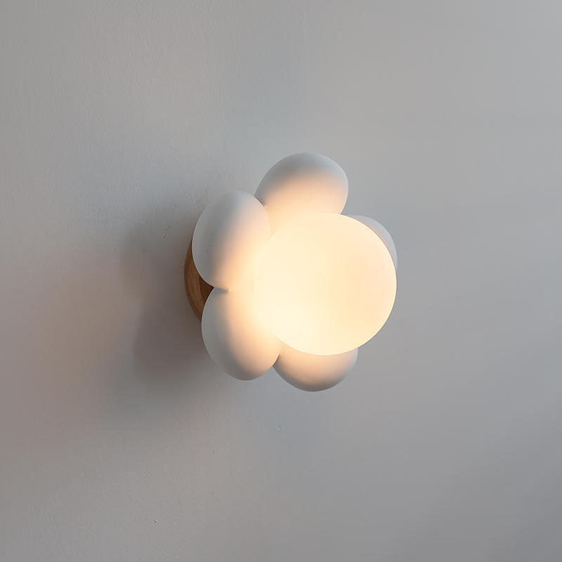 Modern Creative Flowers Shape Glass Ceramic 1-Light Kids Wall Sconce Lamp Cuvalon