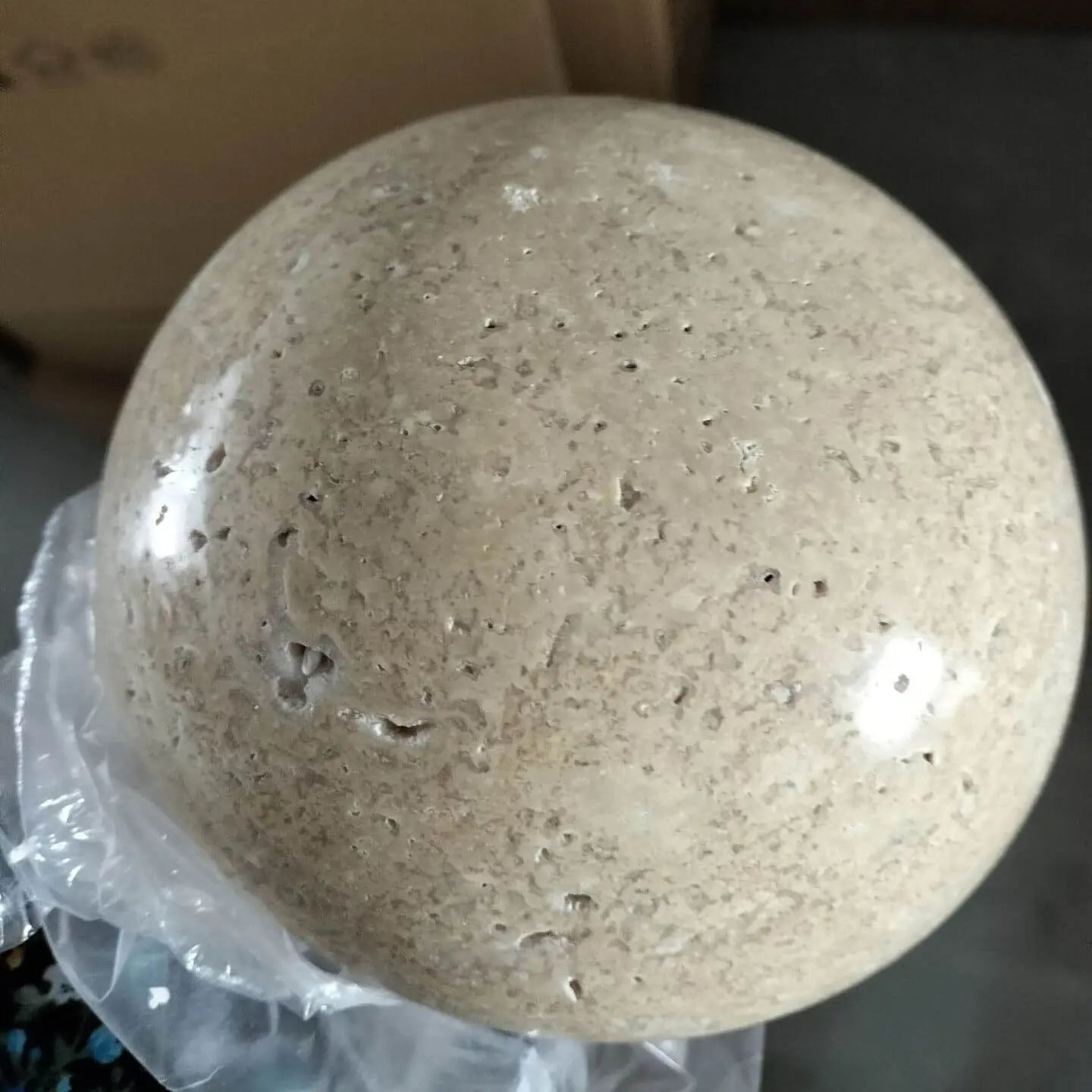 Japanese Minimalist Round Yellow Travertine Wabi-Sabi LED Wall Sconce Lamp Cuvalon