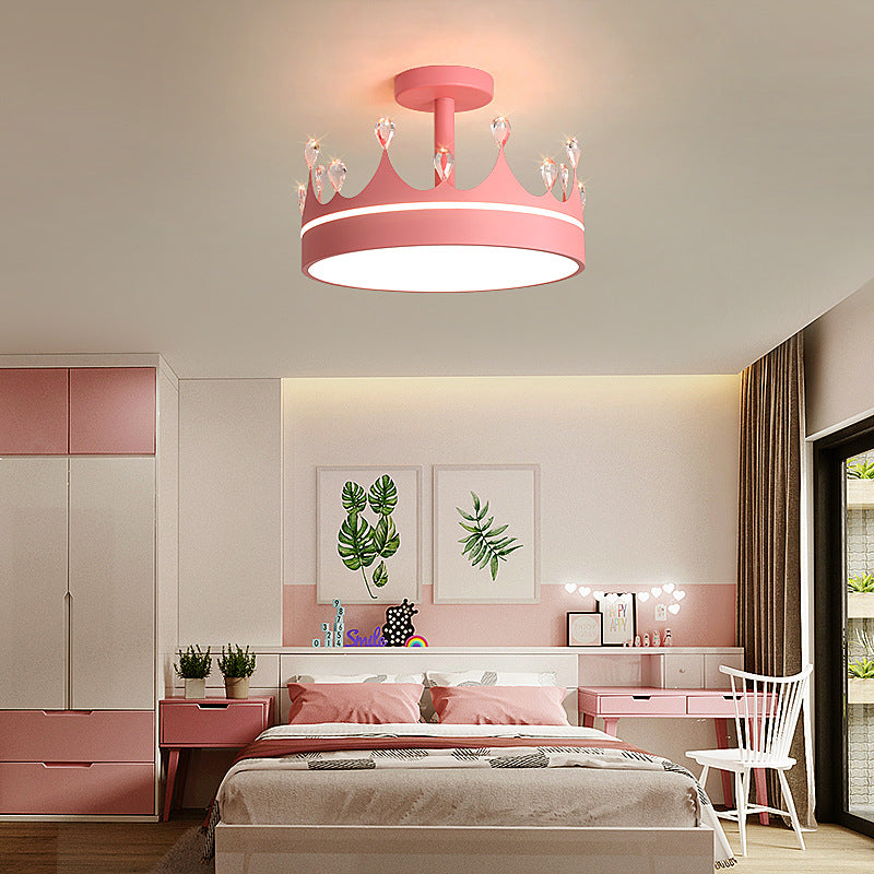 Cartoon Creative Crown LED Kids Semi-Flush Mount Ceiling Light Cuvalon