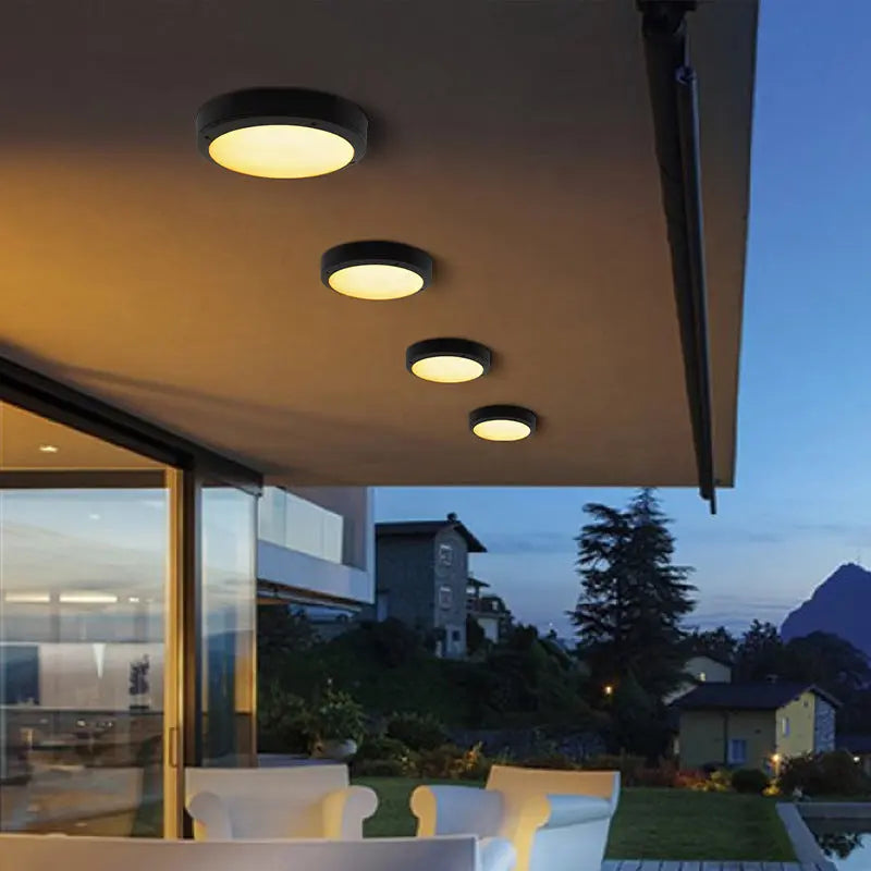 Outdoor Simple Round Octagon Aluminum Waterproof LED Flush Mount Ceiling Light Cuvalon