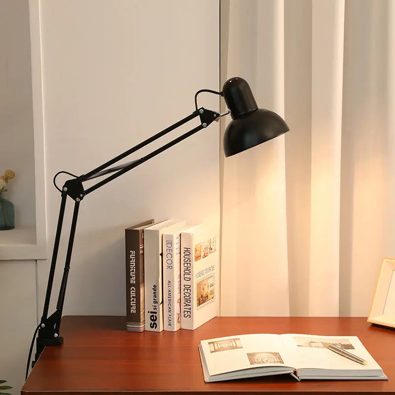 Modern Minimalist Retractable Long Arm Clip Iron ABS 1-Light Table Lamp For Bedroom Cuvalon