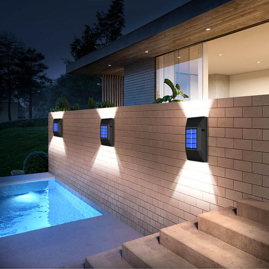Simple Solar Waterproof Up and Down Lighted LED Wall Sconce Lamp Cuvalon