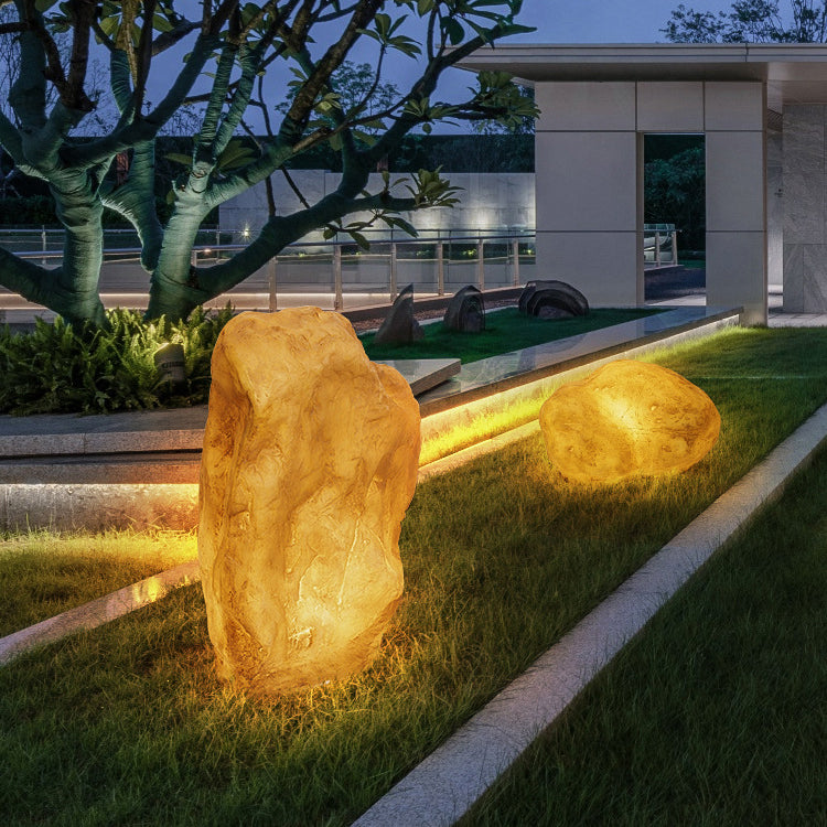 Contemporary Creative Resin Imitation Mountain LED Lawn Landscape Light For Outdoor Patio Cuvalon