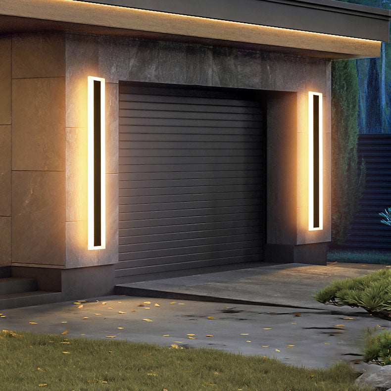 Modern Minimalist Long Rectangular Aluminum Acrylic LED Wall Sconce Lamp For Garden Cuvalon