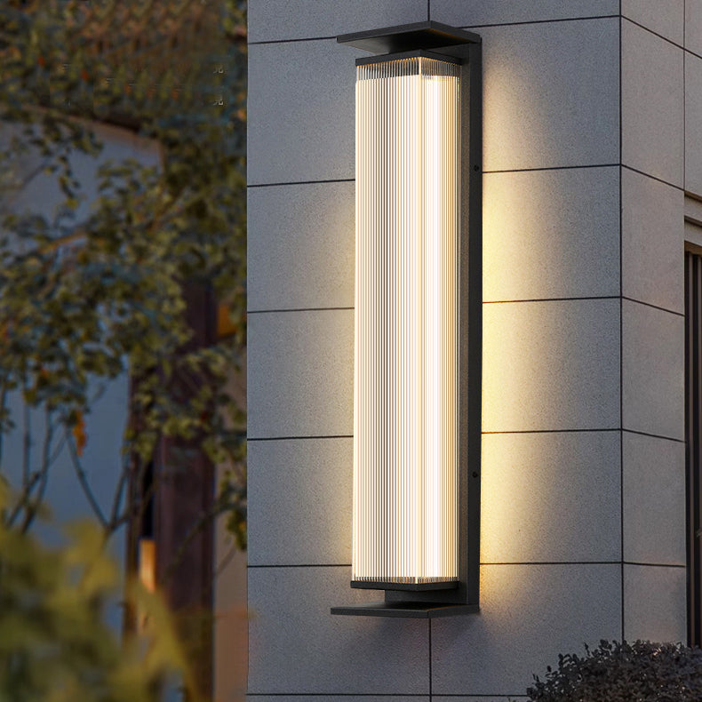 Modern Minimalist Waterproof Rectangular Stainless Steel Acrylic LED Wall Sconce Lamp For Outdoor Patio Cuvalon