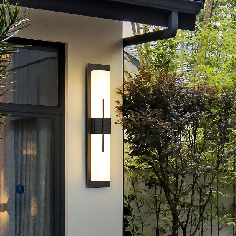 Outdoor Minimalist Rectangular Stainless Steel Acrylic LED Waterproof Wall Sconce Lamp Cuvalon