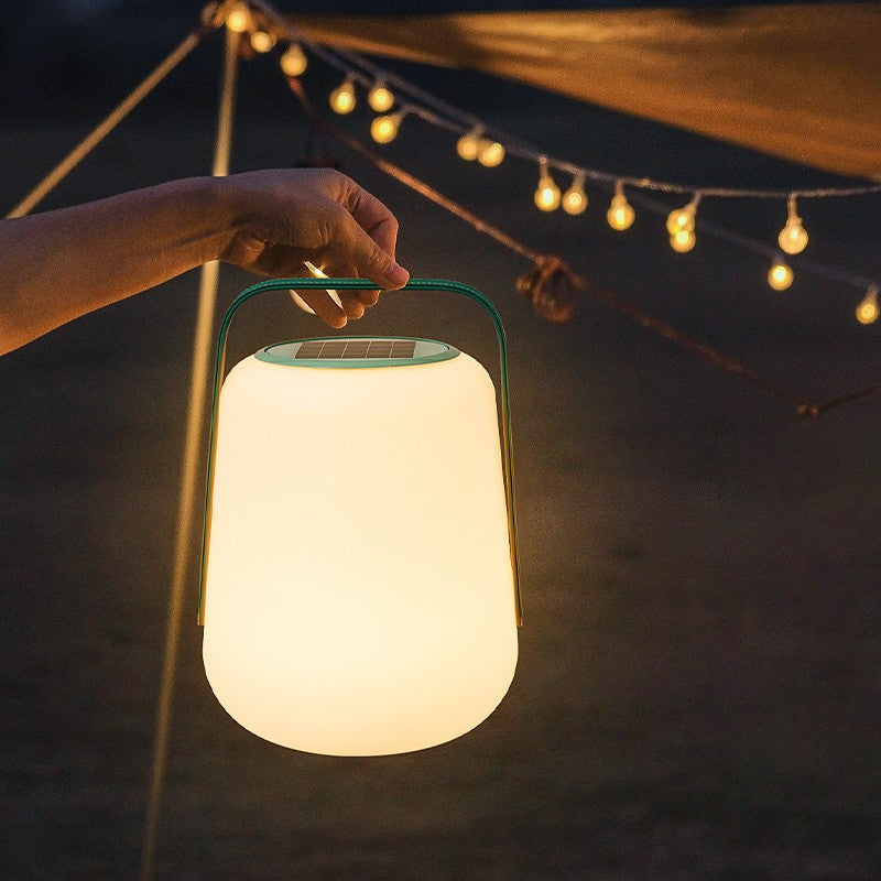 Modern Minimalist Solar Waterproof Leather PE Cylinder Striped Lantern Portable LED Landscape Lighting Outdoor Light For Outdoor Patio Cuvalon