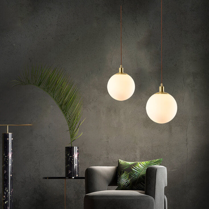 Nordic Minimalist White Orb 1-Light Pendant Light Cuvalon