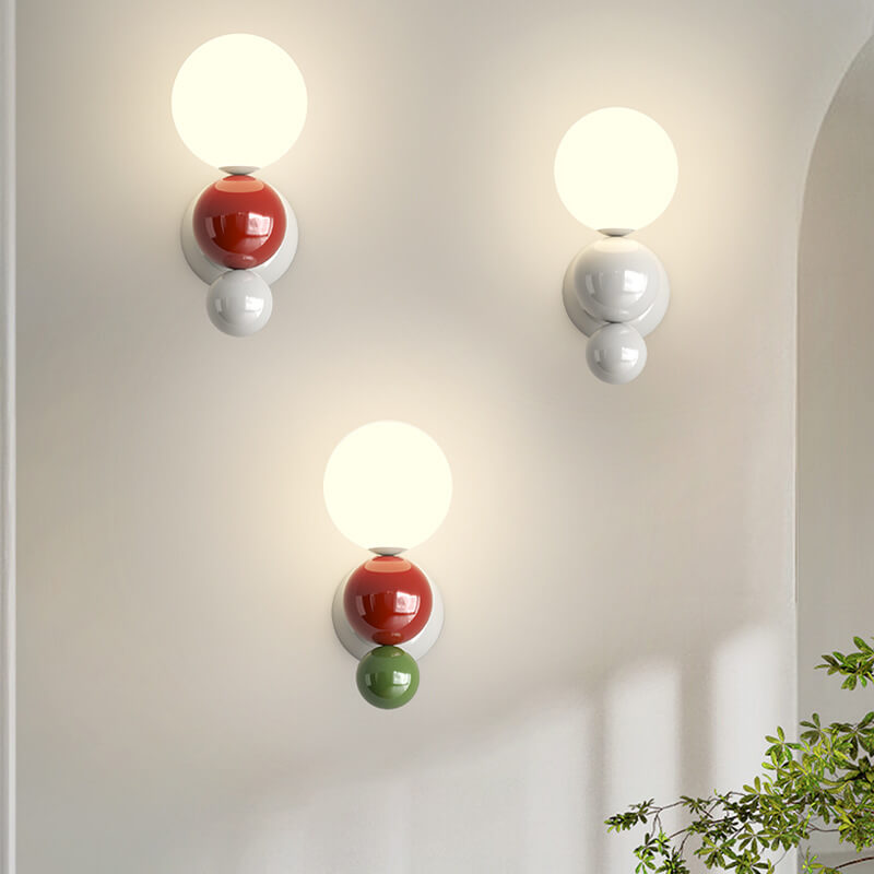 Modern Cream Style Children's Wrought Iron Sphere 1-Light Wall Sconce Lamp Cuvalon