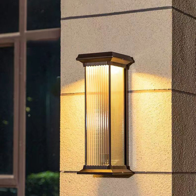 Modern Minimalist Waterproof Rectangle Aluminum Glass 1/2 Light Outdoor Wall Sconce Lamp For Garden Cuvalon