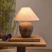 Modern Shabby Chic Cone Fabric Ceramic Jar 1-Light Table Lamp For Bedroom Cuvalon