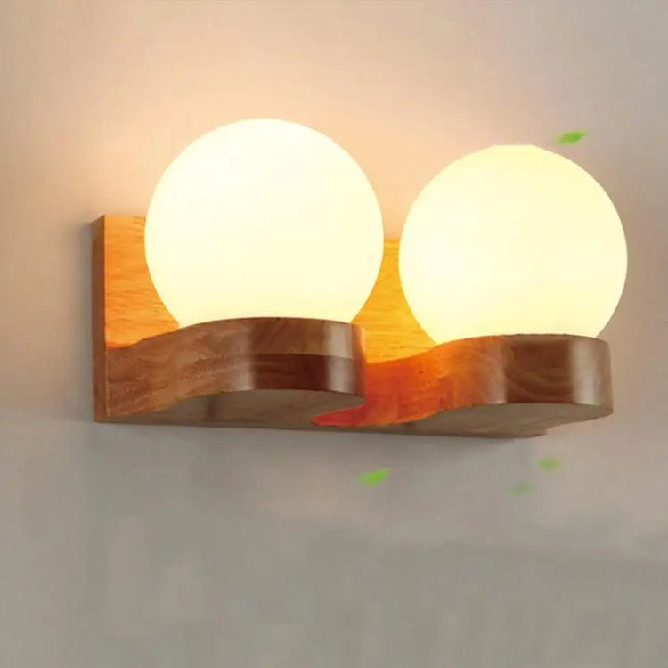 Nordic Modern Solid Wood Ball 1/2 Lights Wall Sconce Lamp Cuvalon