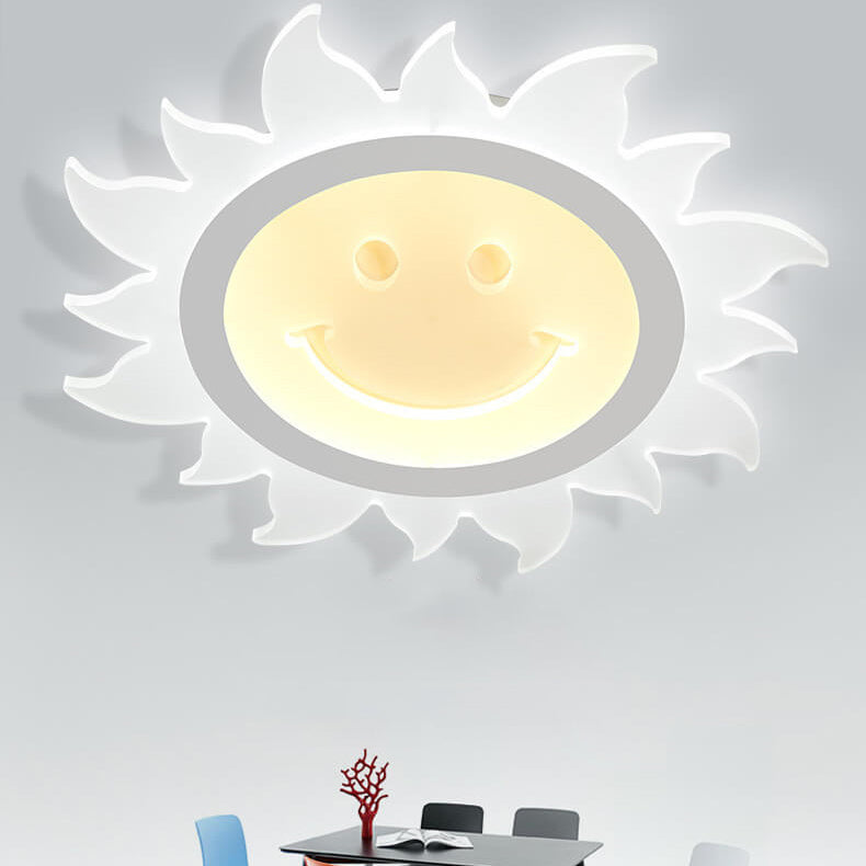 Creative Cartoon Smiley Sun LED Flush Mount Ceiling Light Cuvalon