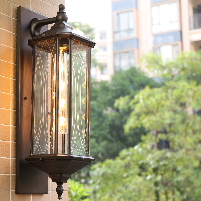 Outdoor Vintage Chinese Transparent Cage 1-Light Waterproof Wall Sconce Lamp Cuvalon