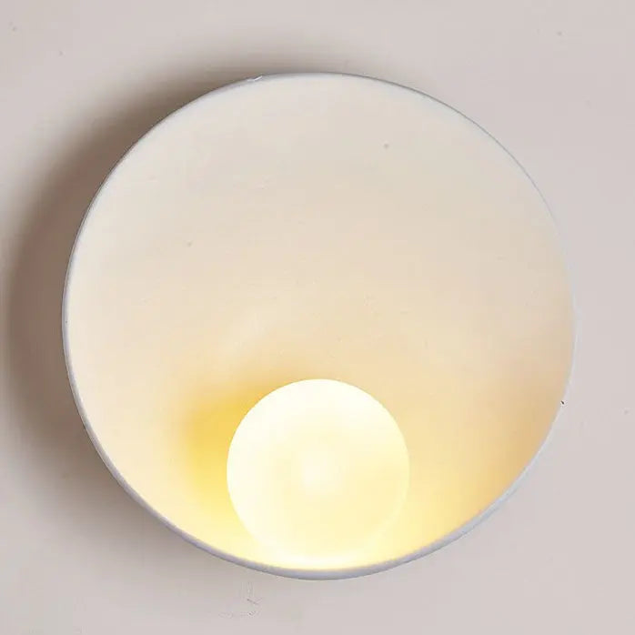 Modern Minimalist Round Iron Resin 1-Light Wall Sconce Lamp Cuvalon