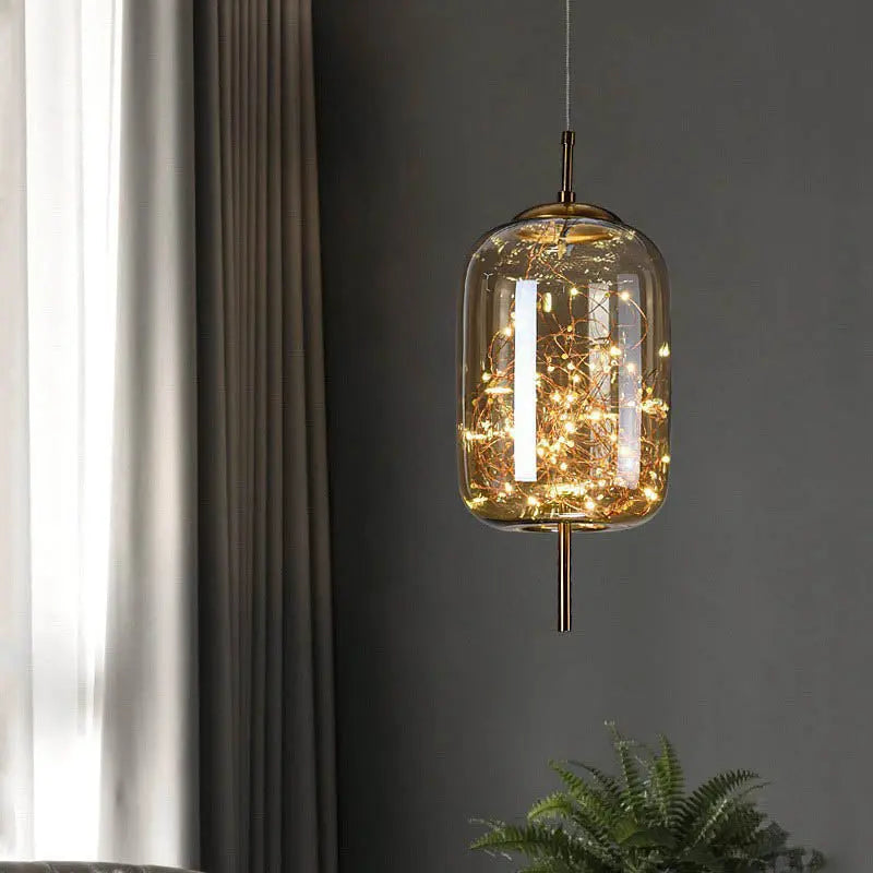 Contemporary Scandinavian Cylinder Oval Glass 1-Light Pendant Light For Bedroom Cuvalon