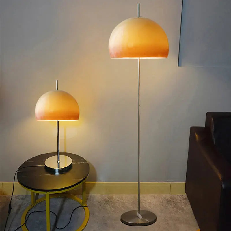 Contemporary Retro Mushroom Hardware Glass 2-Light Standing Floor Lamp For Living Room Cuvalon