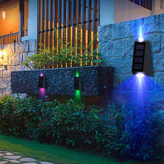 Solar Simple Trapezoid Outdoor RGB Patio LED Wall Sconce Lamp Cuvalon
