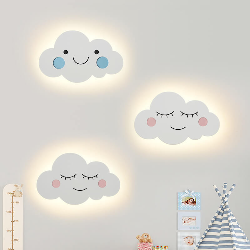 Nordic Creative Clouds Iron Emoji LED Kids Wall Sconce Lamp Cuvalon