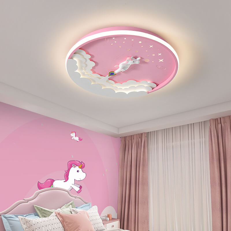 Modern Creative Cartoon Rocket Round LED Kids Flush Mount Ceiling Light Cuvalon