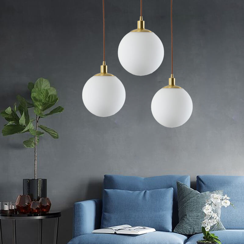 Nordic Minimalist White Orb 1-Light Pendant Light Cuvalon
