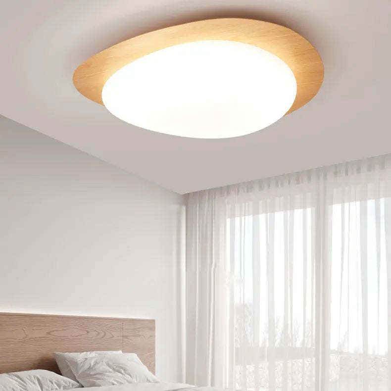 Contemporary Scandinavian Pebble Shape Iron Acrylic LED Flush Mount Ceiling Light For Bedroom Cuvalon