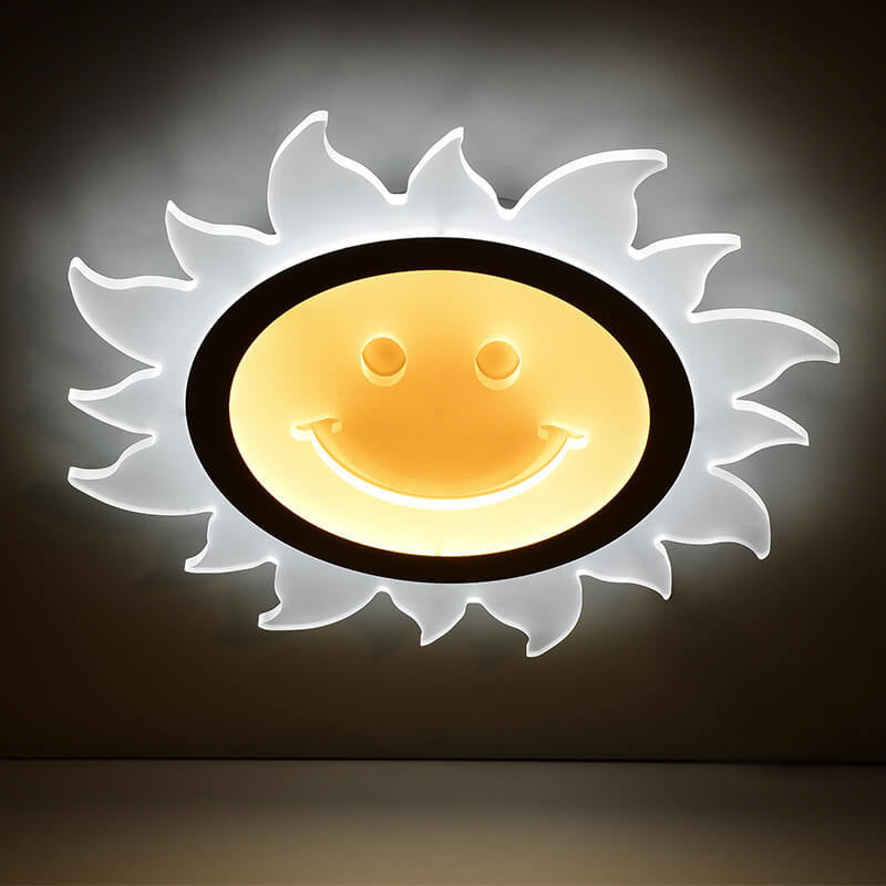 Creative Cartoon Smiley Sun LED Flush Mount Ceiling Light Cuvalon
