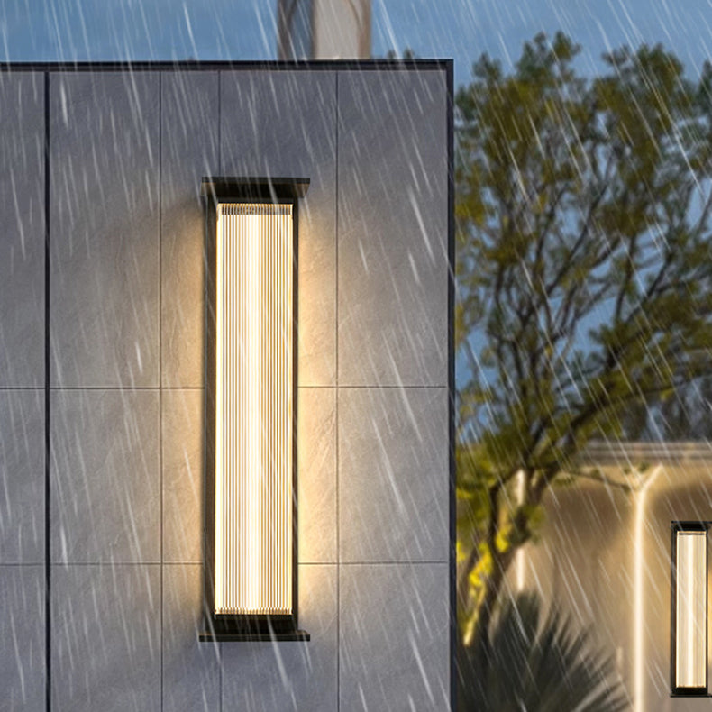 Modern Minimalist Waterproof Rectangular Stainless Steel Acrylic LED Wall Sconce Lamp For Outdoor Patio Cuvalon