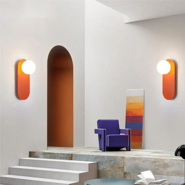 Nordic Minimalist Glass Orange Ring Base 1-Light Wall Sconce Lamp Cuvalon