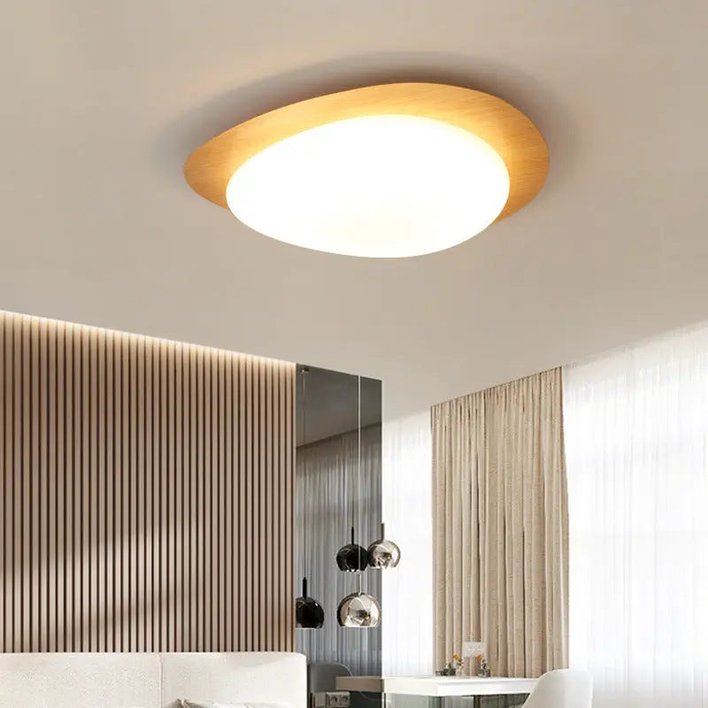 Contemporary Scandinavian Pebble Shape Iron Acrylic LED Flush Mount Ceiling Light For Bedroom Cuvalon