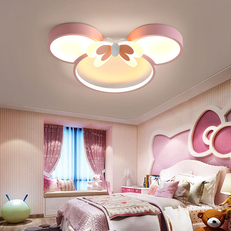 Modern Creative Minimalist Wrought Iron Cartoon Mouse LED Flush Mount Ceiling Light Cuvalon