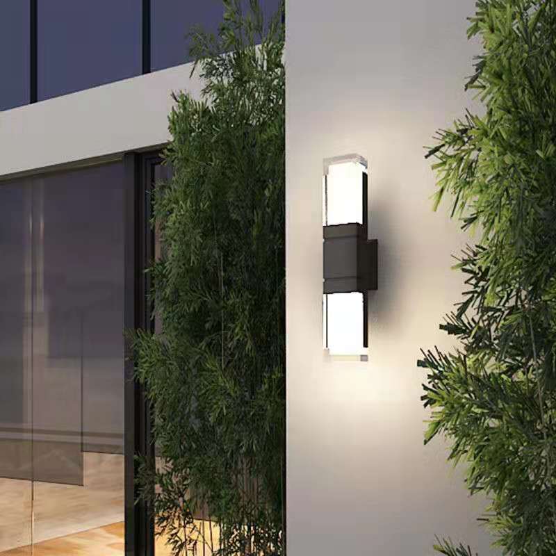 Outdoor Modern Waterproof Rectangular Column LED Wall Sconce Lamp Cuvalon