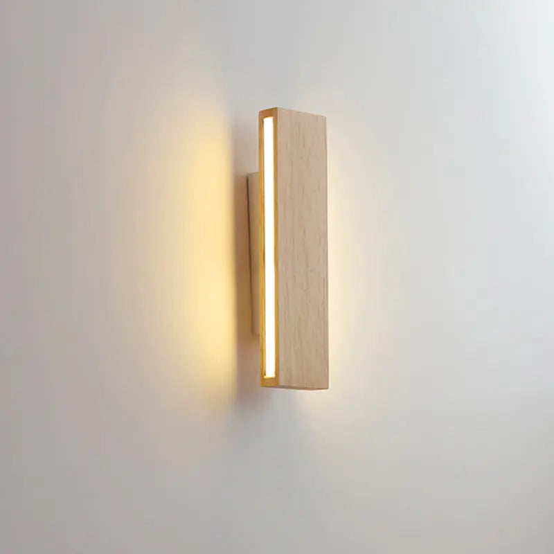 Japanese Minimalist Log Rectangular Flat Rotatable LED Wall Sconce Lamp Cuvalon
