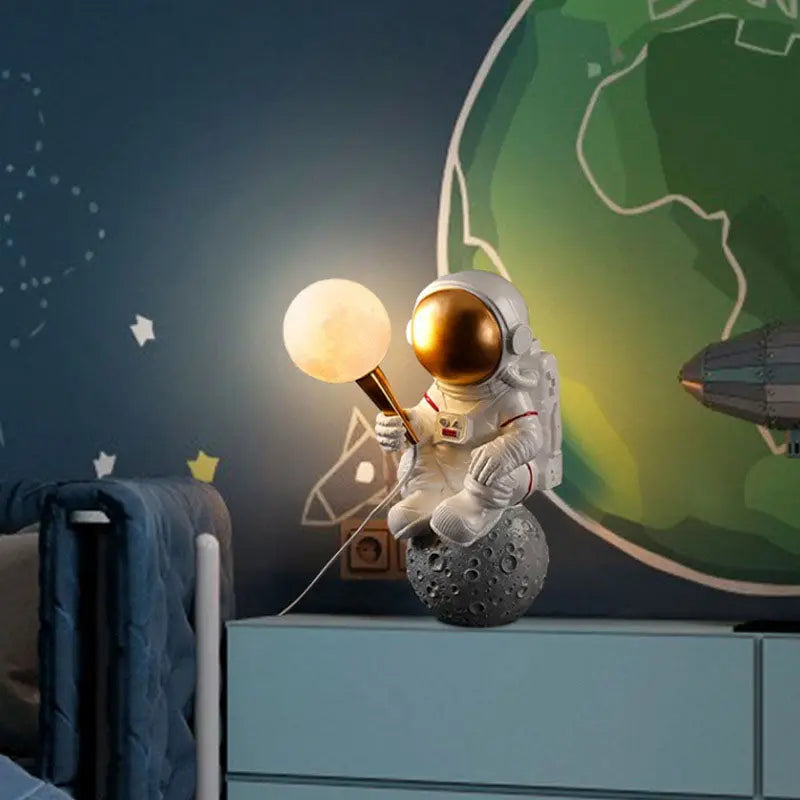 Contemporary Creative Cartoon Astronaut Resin ABS 1-Light Wall Sconce Lamp For Bedroom Cuvalon