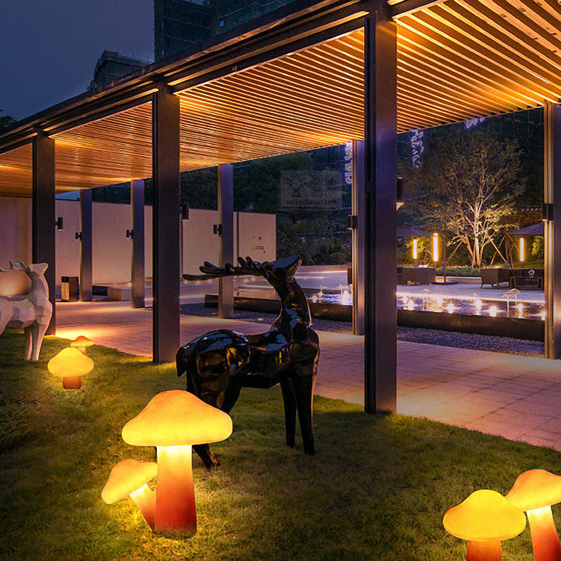 Modern Art Deco Waterproof Solar Resin Mushroom LED Landscape Lighting Outdoor Light For Garden Cuvalon