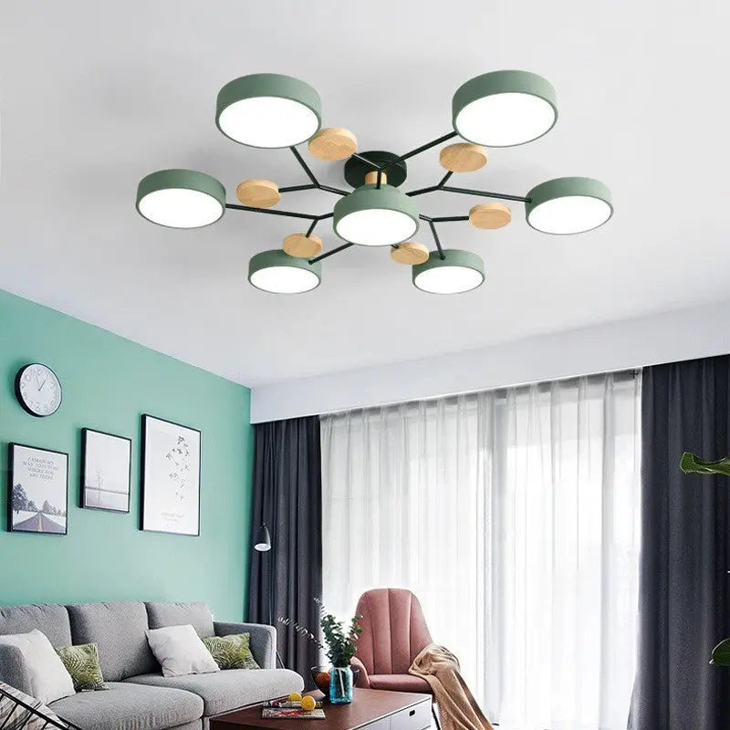 Contemporary Scandinavian Round Molecule Branch Design LED Semi-Flush Mount Ceiling Light For Living Room Cuvalon