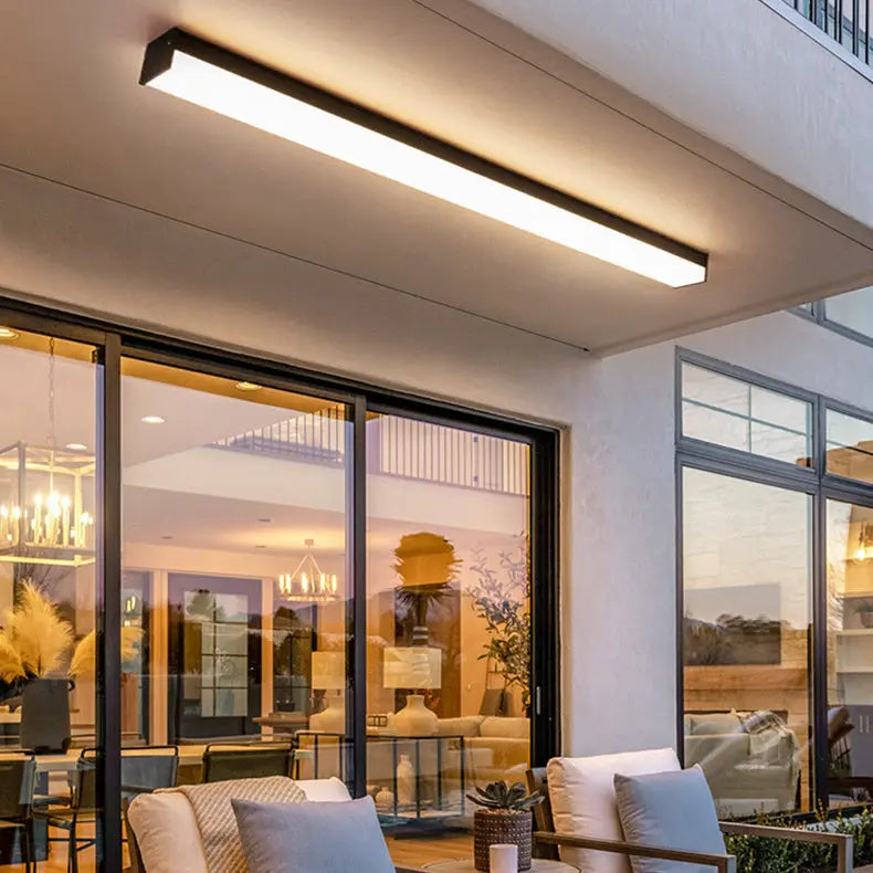 Modern Minimalist Long Rectangle Aluminum PC LED Flush Mount Ceiling Light For Outdoor Patio Cuvalon