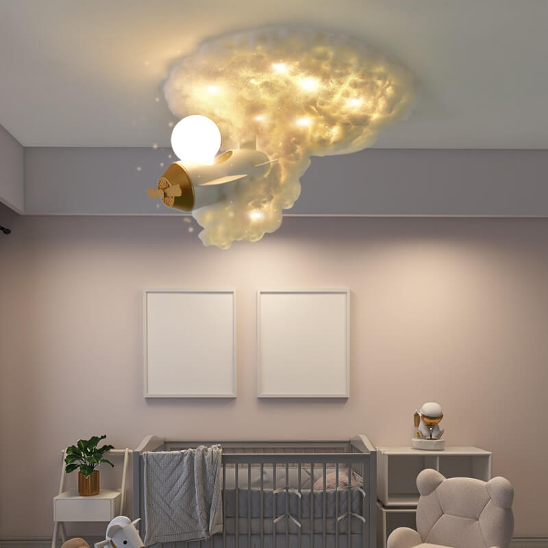Modern Creative Spray Airplane Cotton 1/3/5-Light Kids Flush Mount Ceiling Light Cuvalon