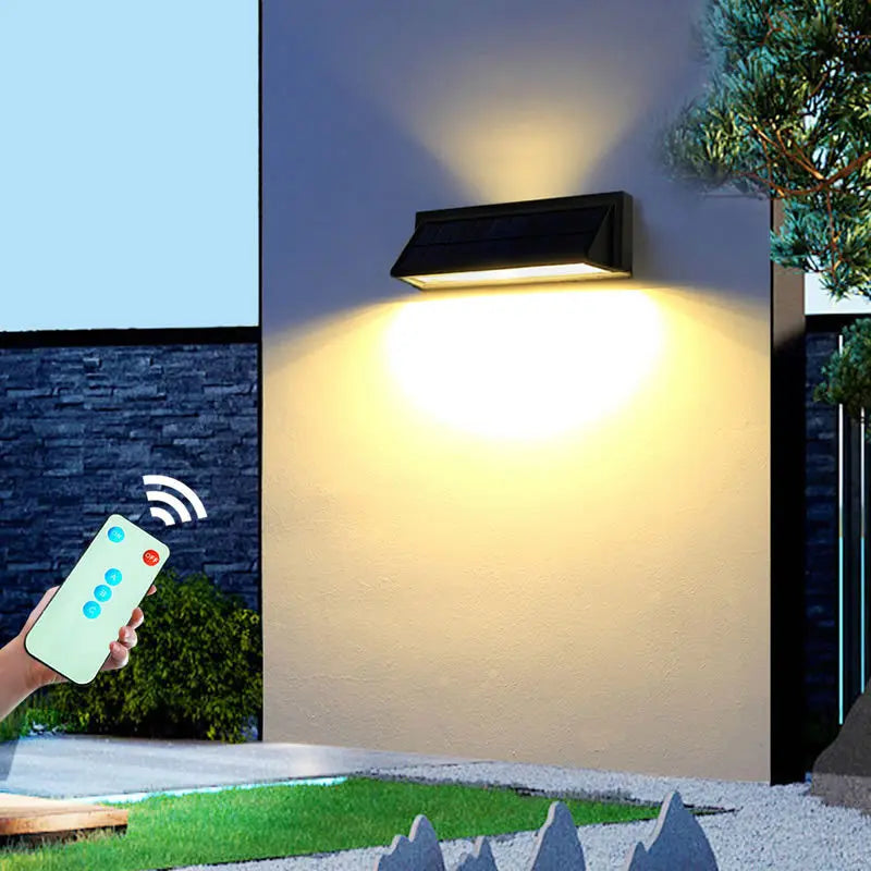Outdoor Solar Waterproof Rectangular Slant LED Patio Wall Sconce Lamp Cuvalon