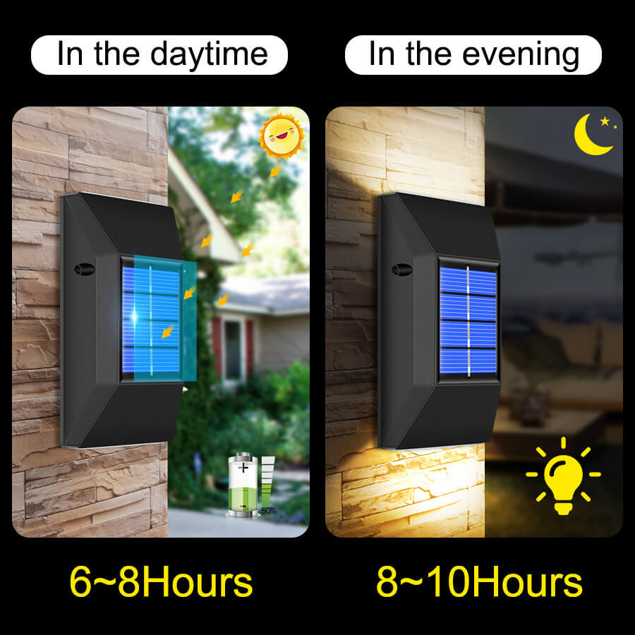 Simple Solar Waterproof Up and Down Lighted LED Wall Sconce Lamp Cuvalon