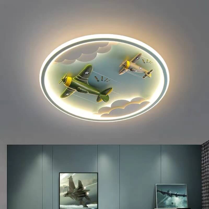 Modern Cartoon Resin Airplane Pegasus Acrylic Shade LED Kids Flush Mount Ceiling Light Cuvalon