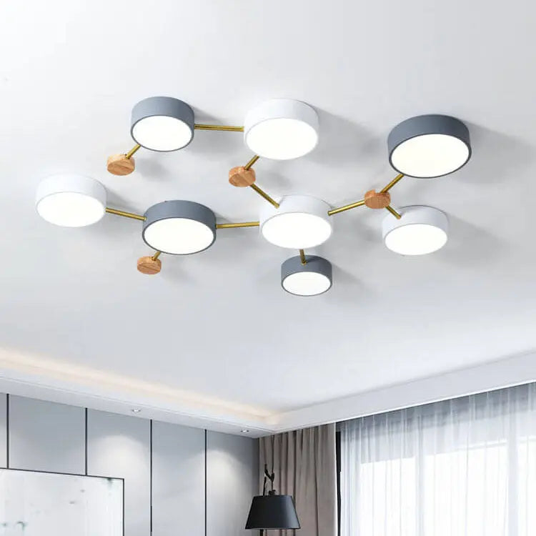 Scandinavian Minimalist Solid Wood Iron LED Flush Mount Lighting Cuvalon