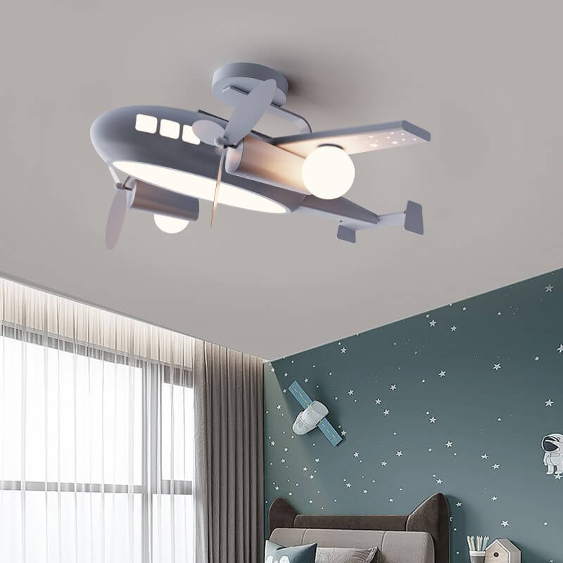 Nordic Creative Kids Cartoon Wrought Iron Airplane LED Pendant Light Cuvalon