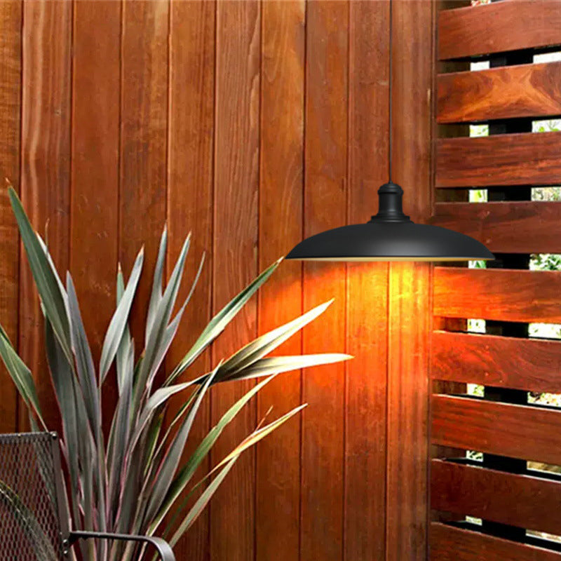 Contemporary Scandinavian Waterproof Carbonized Steel Round 1-Light Pendant Light For Outdoor Patio Cuvalon
