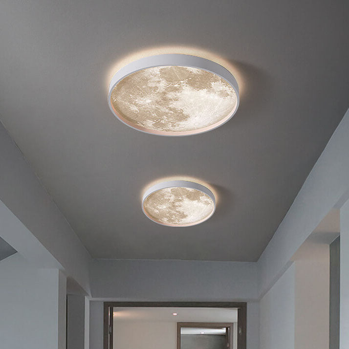 Nordic Creative Moon Round LED Flush Mount Ceiling Light Cuvalon
