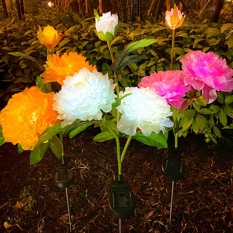 Contemporary Creative Solar Peony Flower LED Waterproof Lawn Landscape Insert Light For Outdoor Patio Cuvalon