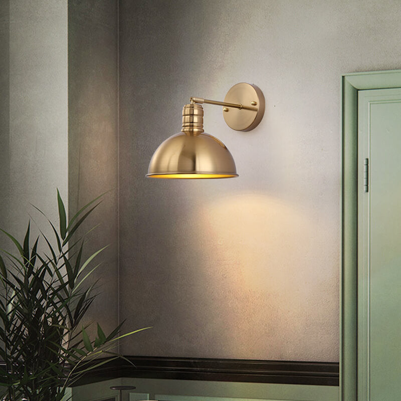 Modern Simple Iron Plated Brass Cone Round 1-Light Wall Sconce Lamp Cuvalon