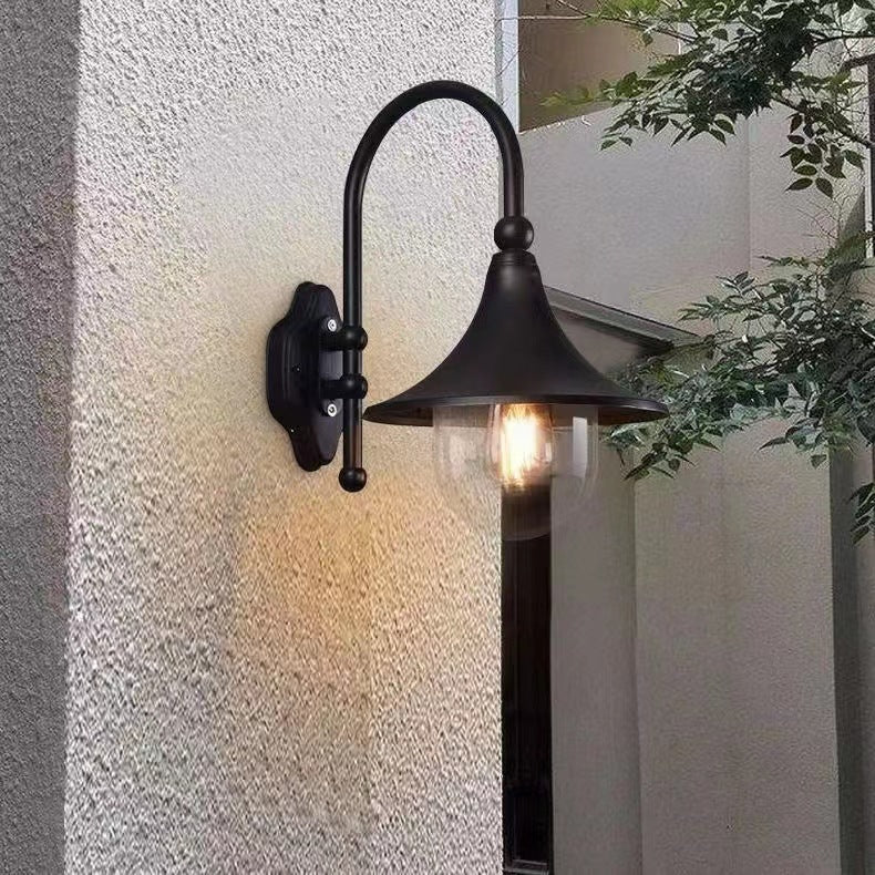 Contemporary Industrial Aluminum Horn Shape 1-Light Wall Sconce Lamp For Outdoor Patio Cuvalon